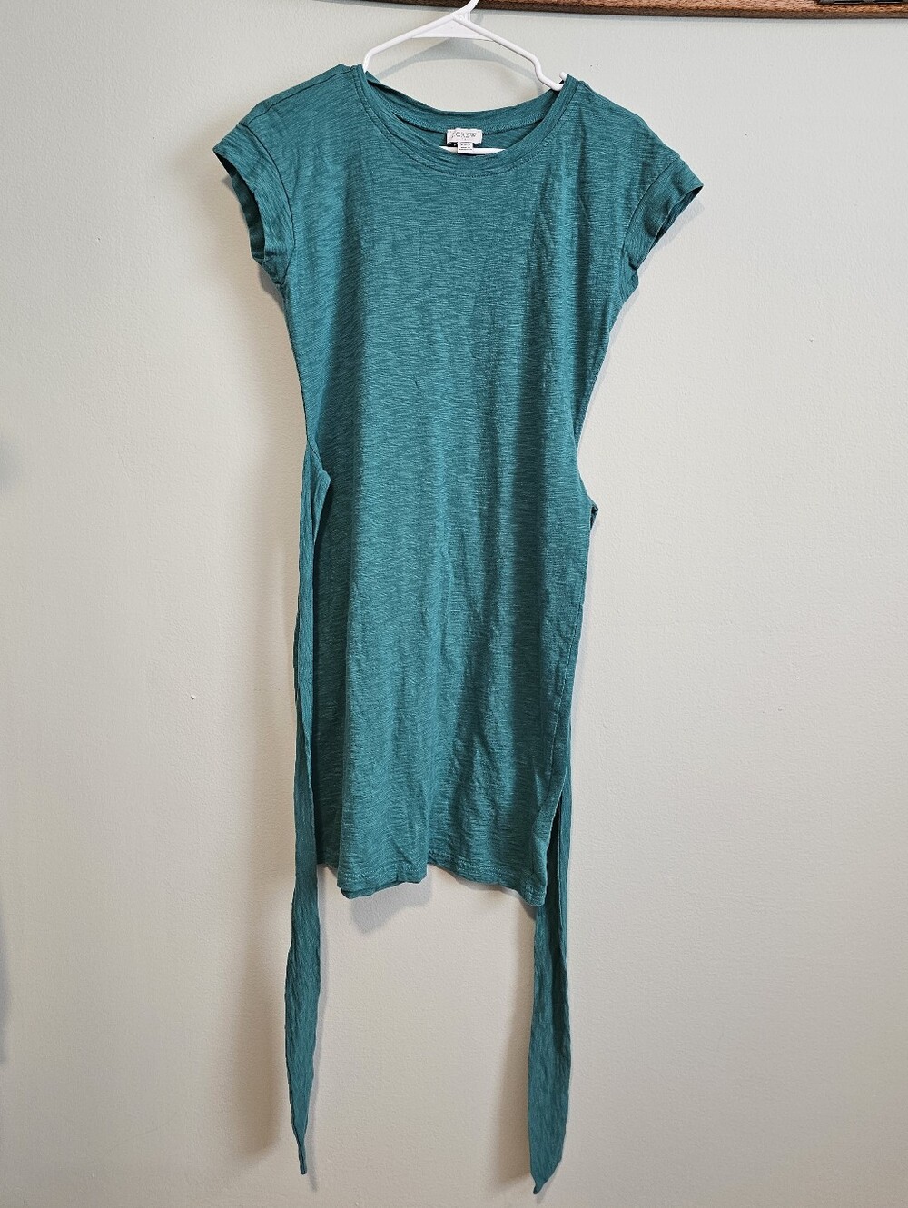 J. Crew Short Sleeve Teal Dress with Attached Waist Tie, XXSmall